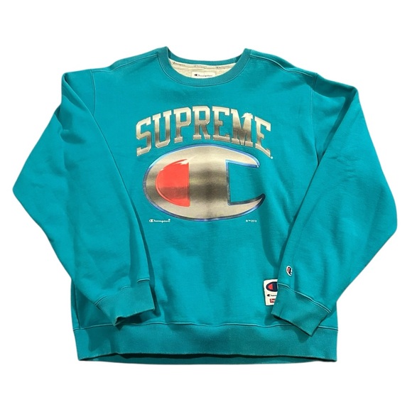 Supreme x Champion Chrome Crewneck Dark Teal SS19 Size Large